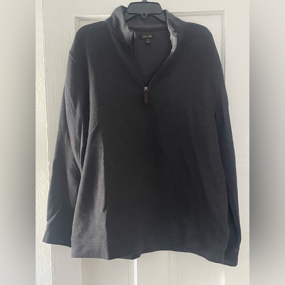 Tasso Elba Men's Charcoal Zip-Up Sweater Size XL